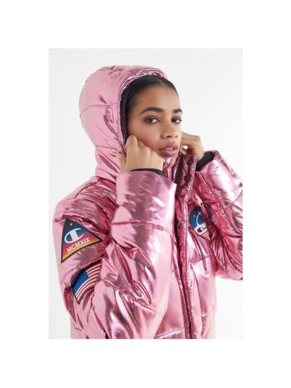 Champion x NASA Metallic Pink Puffer Jacket - Picture 2 of 9